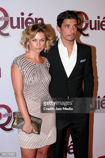 Ludwika Paleta and Alberto Guerra pose for a photo during the red carpet of the 10th Anniversary of Quien magazine at Academy of San Carlos on May...
