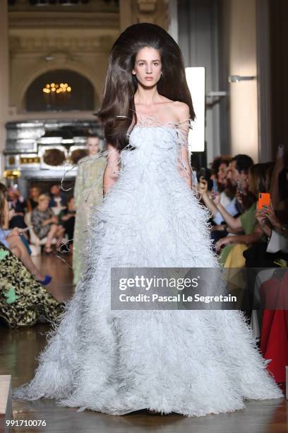 Model walks the runway during the Valentino Haute Couture Fall Winter 2018/2019 show as part of Paris Fashion Week on July 4, 2018 in Paris, France.