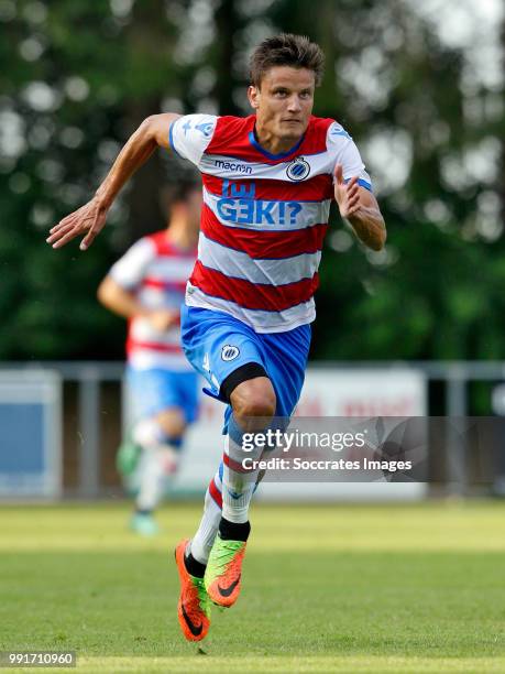 Jelle Vossen of Club Brugge during the Club Friendly match between Club Brugge v Steaua Bucharest at the Sportpark De Westeneng on July 4, 2018 in...