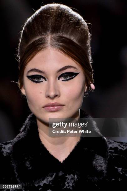 Model Grace Elizabeth, beauty runway detail, walks the runway during the Fendi Couture Haute Couture Fall Winter 2018/2019 show as part of Paris...