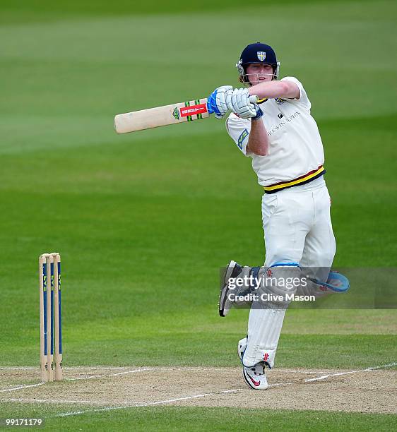 Ben Stokes of Durham in action on his way to his maiden century during day four of the LV County Championship match between Nottinghamshire and...