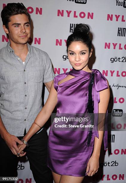 Zac Efron and Vanessa Hudgens attends Nylon Magazine's Young Hollywood Party at Tropicana Bar at The Hollywood Rooselvelt Hotel on May 12, 2010 in...