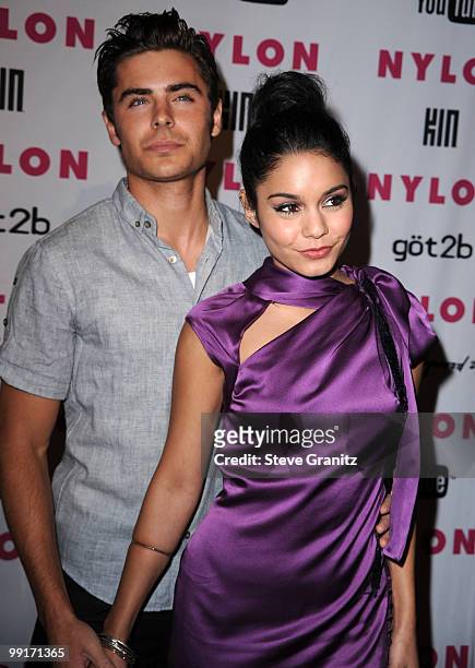 Zac Efron and Vanessa Hudgens attends Nylon Magazine's Young Hollywood Party at Tropicana Bar at The Hollywood Rooselvelt Hotel on May 12, 2010 in...