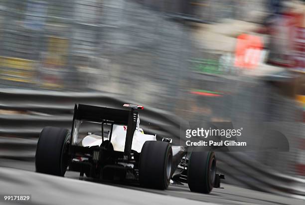 Pedro de la Rosa of Spain and BMW Sauber drives during practice for the Monaco Formula One Grand Prix at the Monte Carlo Circuit on May 13, 2010 in...
