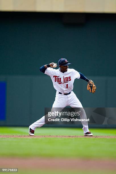 Orlando Hudson of the Minnesota Twins throws to first base against the Baltimore Orioles at Target Field on May 8, 2010 in Minneapolis, Minnesota....
