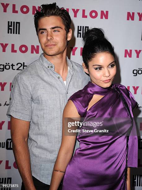 Zac Efron and Vanessa Hudgens attends Nylon Magazine's Young Hollywood Party at Tropicana Bar at The Hollywood Rooselvelt Hotel on May 12, 2010 in...