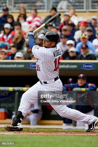 Jason Kubel of the Minnesota Twins bats against the Baltimore Orioles at Target Field on May 8, 2010 in Minneapolis, Minnesota. The Orioles beat the...