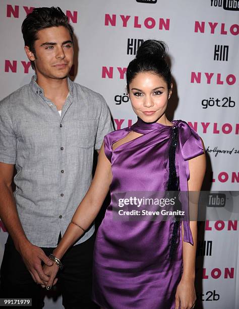 Zac Efron and Vanessa Hudgens attends Nylon Magazine's Young Hollywood Party at Tropicana Bar at The Hollywood Rooselvelt Hotel on May 12, 2010 in...