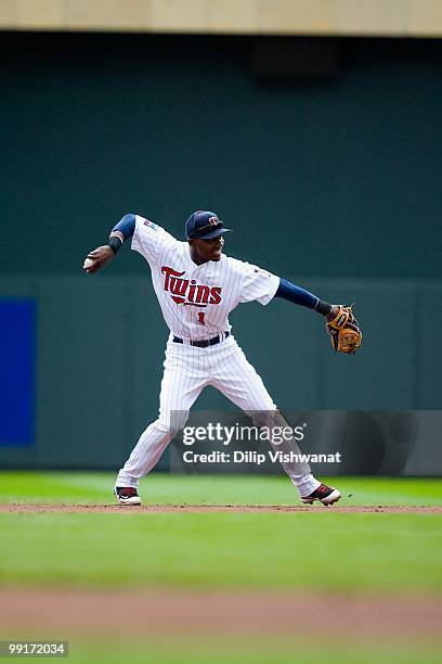 Orlando Hudson of the Minnesota Twins throws to first base against the Baltimore Orioles at Target Field on May 8, 2010 in Minneapolis, Minnesota....