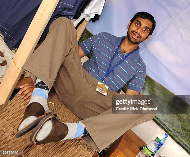 Comedian Aziz Ansari of Human Giant receives the summer must-haves and learn about the brand's Earthkeeper Network on June 13, 2008 at the Timberland...