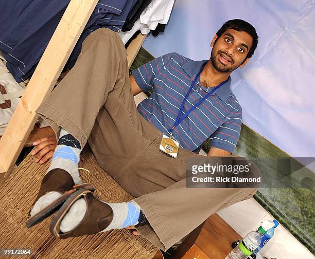 Comedian Aziz Ansari of Human Giant receives the summer must-haves and learn about the brand's Earthkeeper Network on June 13, 2008 at the Timberland...