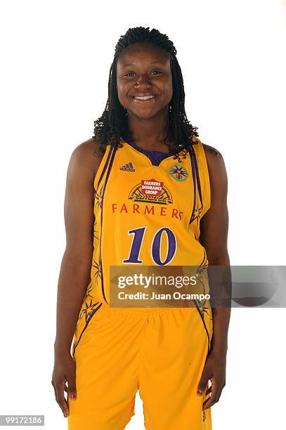 Andrea Riley of the Los Angeles Sparks poses for a photo during WNBA Media Day at St. Mary's Academy on May 10, 2010 in Inglewood, California. NOTE...