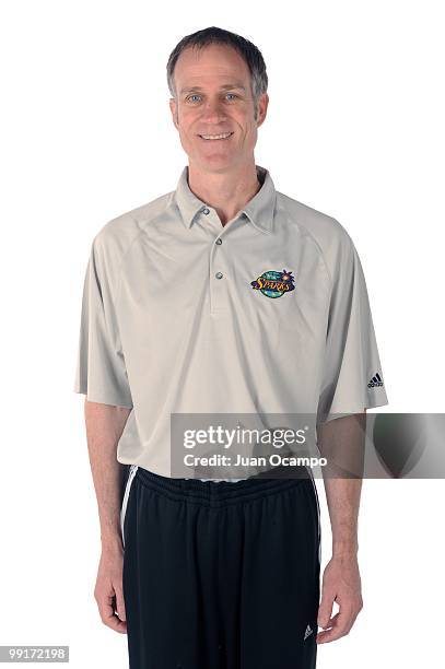 Los Angeles Sparks assistant coach Jim Saia poses for a photo during WNBA Media Day at St. Mary's Academy on May 10, 2010 in Inglewood, California....