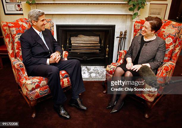 Sen. John Kerry meets with U.S. Solicitor General and Supreme Court nominee Elena Kagan in his personal office in the Russell Senate Office Building...