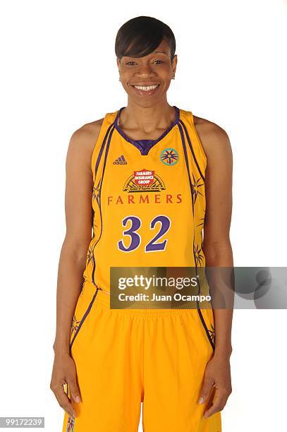 Tina Thompson of the Los Angeles Sparks poses for a photo during WNBA Media Day at St. Mary's Academy on May 10, 2010 in Inglewood, California. NOTE...