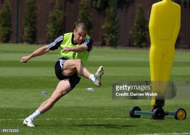 Joe Cole of Chelsea during a training session at the Cobham Training ground on May 13, 2010 in Cobham, England.