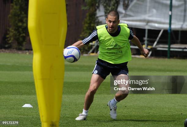 Joe Cole of Chelsea during a training session at the Cobham Training ground on May 13, 2010 in Cobham, England.