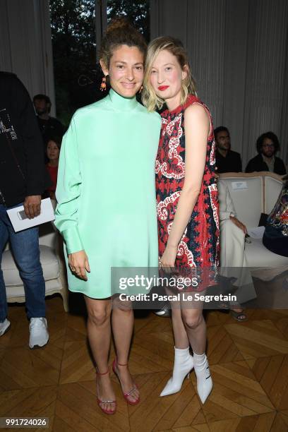 Ginevra Elkann and Alba Rohrwacher attends the Valentino Haute Couture Fall Winter 2018/2019 show as part of Paris Fashion Week on July 4, 2018 in...