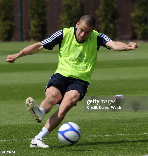 Joe Cole of Chelsea during a training session at the Cobham Training ground on May 13, 2010 in Cobham, England.