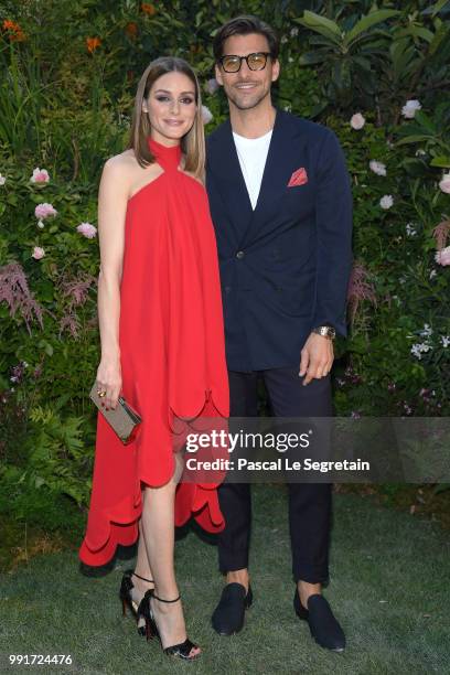 Olivia Palermo and Johannes Huebl attend the Valentino Haute Couture Fall Winter 2018/2019 show as part of Paris Fashion Week on July 4, 2018 in...