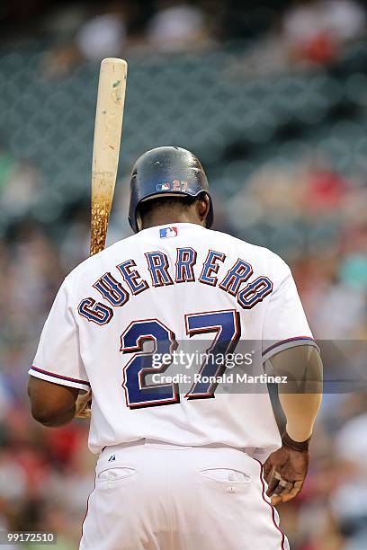 Vladimir Guerrero of the Texas Rangers on May 11, 2010 at Rangers Ballpark in Arlington, Texas.