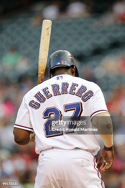 Vladimir Guerrero of the Texas Rangers on May 11, 2010 at Rangers Ballpark in Arlington, Texas.