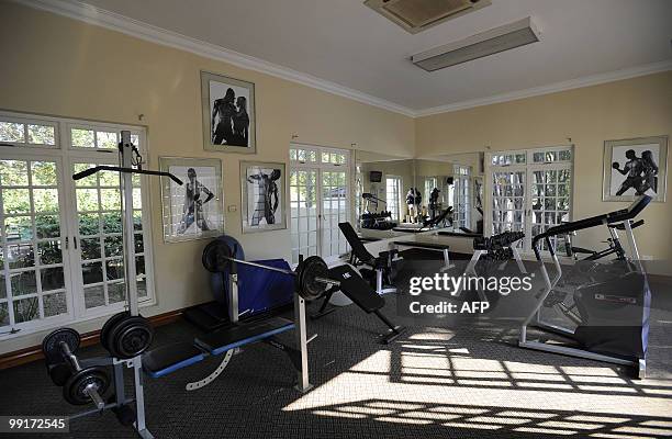 This picture taken on April 16, 2010 shows the fitness center at the Indaba Hotel in Johannesburg. The Indaba Hotel will be the base camp for...