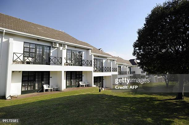 This picture taken on April 16, 2010 shows bungalows at the Indaba Hotel in Johannesburg. The Indaba Hotel will be the base camp for Honduras'...