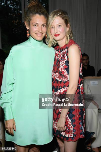 Ginevra Elkann and Alba Rohrwacher attend the Valentino Haute Couture Fall Winter 2018/2019 show as part of Paris Fashion Week on July 4, 2018 in...