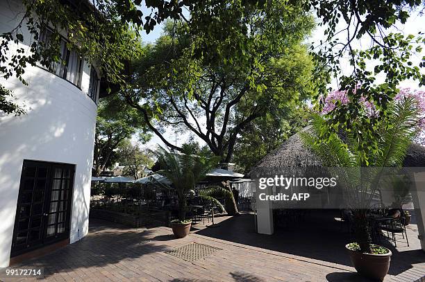 This picture taken on April 16, 2010 shows the courtyard at the Indaba Hotel in Johannesburg. The Indaba Hotel will be the base camp for Honduras'...