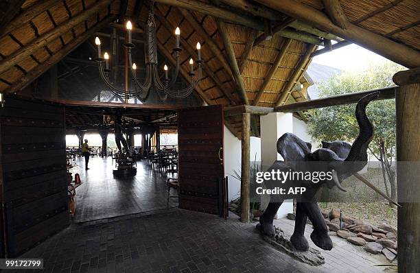 This picture taken on April 16, 2010 shows the entrance of the restaurant at the Indaba Hotel in Johannesburg. The Indaba Hotel will be the base camp...