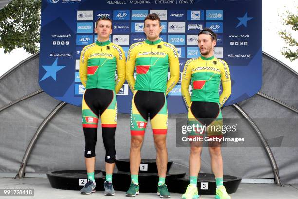 1St European Road Championships 2016, Elite Menâ€™S Road Race Start, Podium, Team Lituania , Darijus Dzervus , Zydrunas Savickas , Paulius...