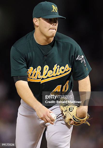 Pitcher Andrew Bailey of the Oakland Athletics on May 11, 2010 at Rangers Ballpark in Arlington, Texas.