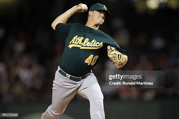 Pitcher Andrew Bailey of the Oakland Athletics on May 11, 2010 at Rangers Ballpark in Arlington, Texas.