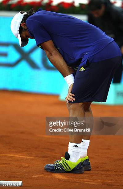 Fernando Verdasco of Spain shows his dejection during his straight sets defeat by Jurgen Melzer of Austria in their third round match during the...