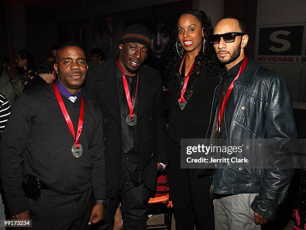 Adonis Shropshire, Nate "Danja" Hill, Angela Hunte and Swizz Beatz attend the 2010 SESAC New York Music Awards at the IAC Building on May 12, 2010 in...