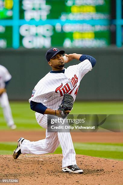 Starting pitcher Francisco Liriano of the Minnesota Twins throws against the Baltimore Orioles at Target Field on May 8, 2010 in Minneapolis,...