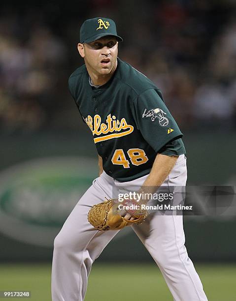 Pitcher Michael Wuertz of the Oakland Athletics on May 11, 2010 at Rangers Ballpark in Arlington, Texas.