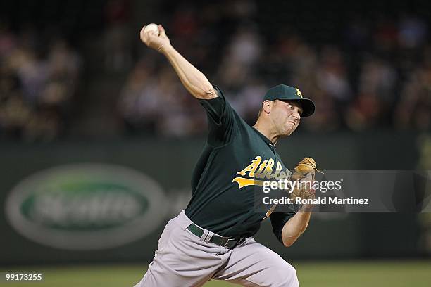 Pitcher Michael Wuertz of the Oakland Athletics on May 11, 2010 at Rangers Ballpark in Arlington, Texas.