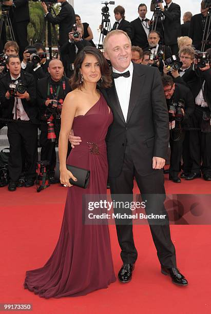 Actress Salma Hayek and Francois-Henri Pinault attend the "Robin Hood" Premiere at the Palais des Festivals during the 63rd Annual Cannes Film...