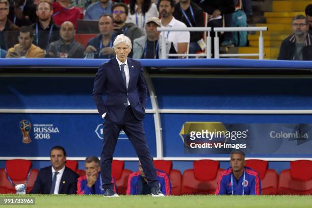 Colombia coach Jose Pekerman during the 2018 FIFA World Cup Russia round of 16 match between Columbia and England at the Spartak stadium on July 03,...