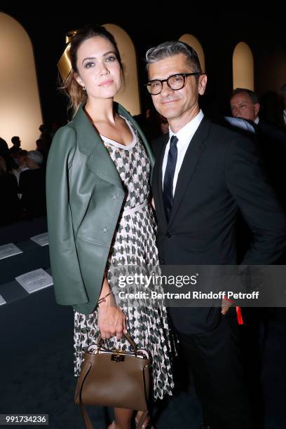 Mandy Moore and CEO of Fendi Serge Brunschwig attend the Fendi Couture Haute Couture Fall Winter 2018/2019 show as part of Paris Fashion Week on July...