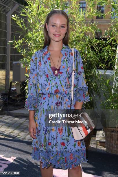 Sonja Gerhardt attends the Riani show during the Berlin Fashion Week Spring/Summer 2019 at ewerk on July 4, 2018 in Berlin, Germany.