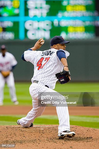 Starting pitcher Francisco Liriano of the Minnesota Twins throws against the Baltimore Orioles at Target Field on May 8, 2010 in Minneapolis,...