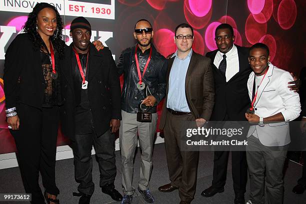 Angela Hunte, Nate "Danja" Hill, Swizz Beatz, a rep for Billboard Magazine, SESAC's Trevor Gale and Jaylien attend the 2010 SESAC New York Music...