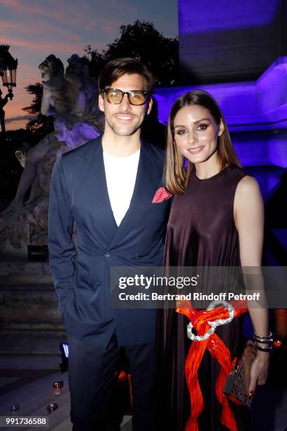 Johannes Huebl and Olivia Palermo attend Cocktail of Federation de la Haute Couture et de la Mode as part of Paris Fashion Week Haute-Couture...