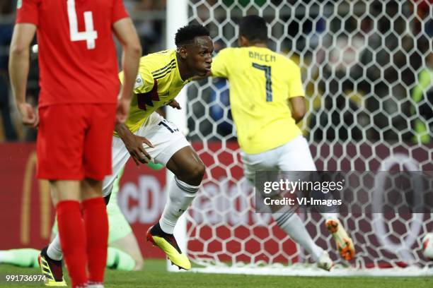 Eric Dier of England, Yerry Mina of Colombia Carlos Bacca of Colombia during the 2018 FIFA World Cup Russia round of 16 match between Columbia and...
