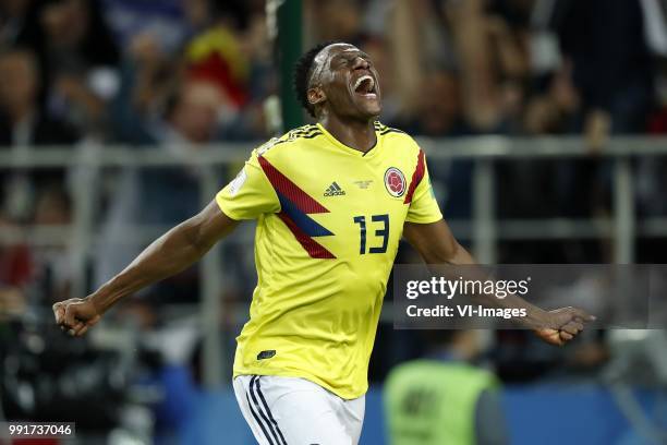Yerry Mina of Colombia during the 2018 FIFA World Cup Russia round of 16 match between Columbia and England at the Spartak stadium on July 03, 2018...