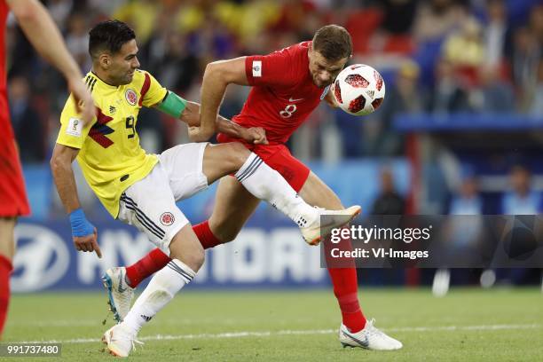 Radamel Falcao Garcia of Colombia, Jordan Henderson of England during the 2018 FIFA World Cup Russia round of 16 match between Columbia and England...