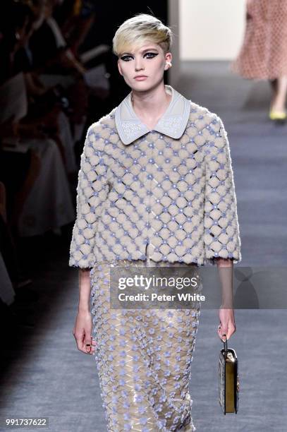 Model Ruth Bell walks the runway during the Fendi Couture Haute Couture Fall Winter 2018/2019 show as part of Paris Fashion Week on July 4, 2018 in...